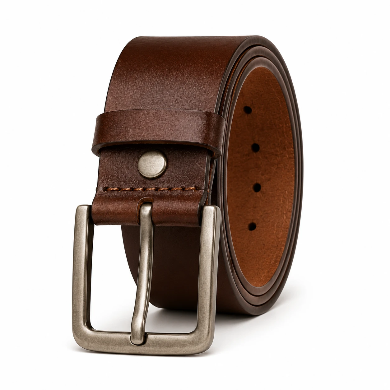 Classic Brown Leather Belt for Men | Durable Metal Buckle | Casual & Formal Wear
